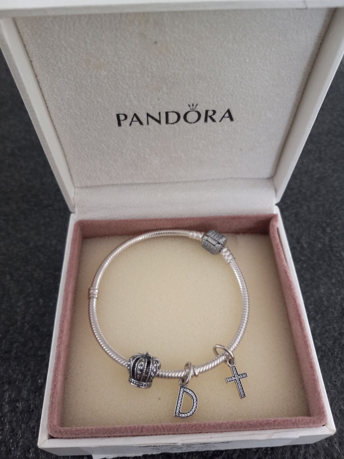 Christina The Astonishing Charm. F A Dumont 7 1/4 inch Oval Eye Hook Bangle Bracelet with a St Christina The Astonishing Charm. F A Dumont 7 1/4 inch Oval Eye Hook Bangle Bracelet with a St
